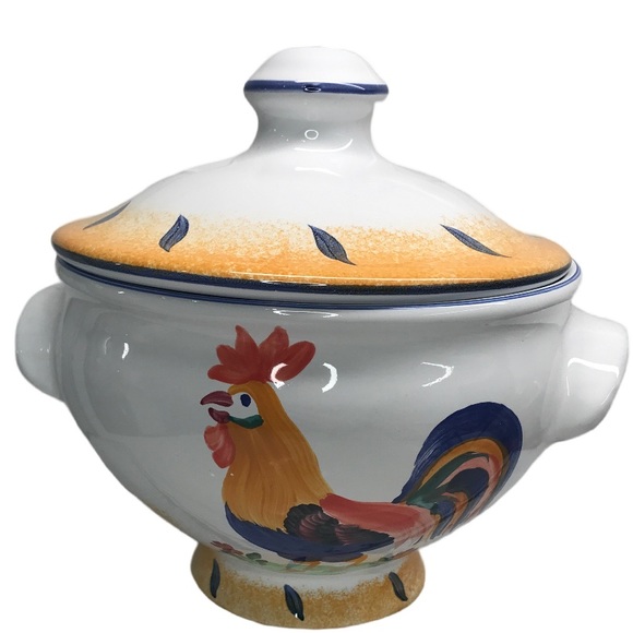 Vintage Other - Vintage Herend Village Pottery Hungary Handpainted Rooster Ceramic Soup Tureen